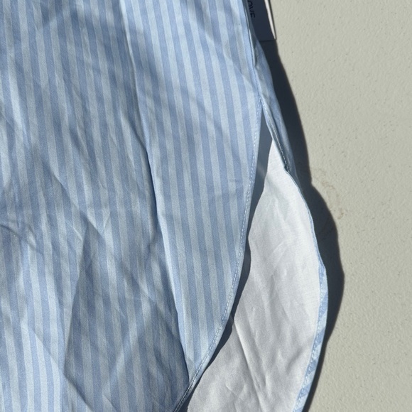 For Love And Lemons Blue Striped Shirt with Floral Pocket - Picture 5 of 7